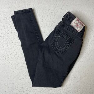 True Religion Skinny Jeans Womens 26 Black Section Skinny Low Rise Horseshoe